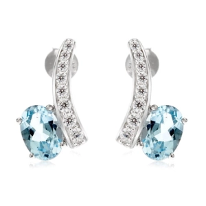 NINA  Srebrne kolczyki z blue topaz sztyft