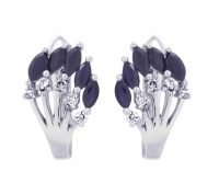 SARA Srebrne kolczyki z szafirami, angielskie zapięcie