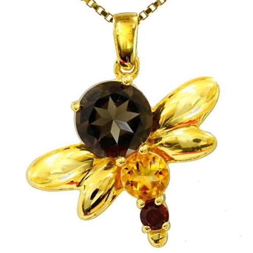 HONEY Srebrny naszyjnik z granatem pszczółka