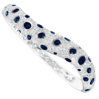 AVALON  Srebrna Bransoletka z szafirami szeroka bangle 4,5 ct.