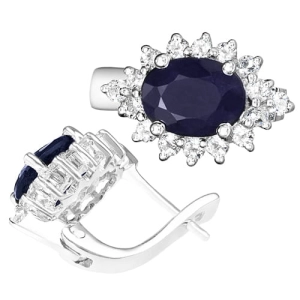 KATE Srebrne kolczyki z dużymi szafirami 3,2 ct.