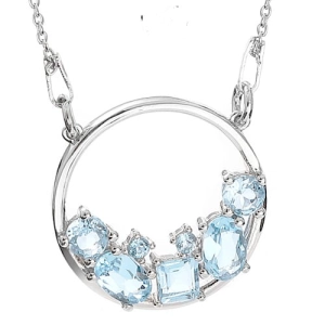 TARA Srebrny naszyjnik  wisiorek  blue topaz celebrytka 2,1 ct.