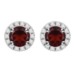 FUNK RED Srebrne kolczyki z granatami małe 2,2 ct.