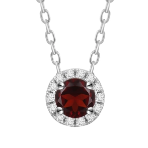 FUNK  RED Srebrny naszyjnik  granat celebrytka 1,1 ct.