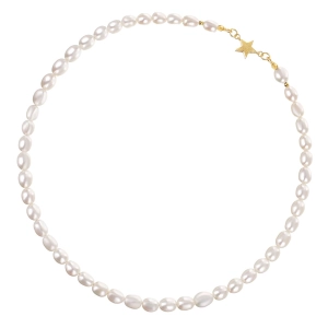 ADA STAR Naszyjnik małe perły białe naturalne choker zapięcie pozłacane