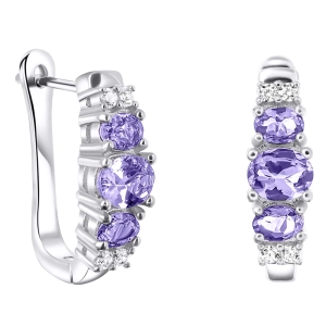 ERIN Srebrne kolczyki tanzanity angielskie zapięcie 1,8 ct.