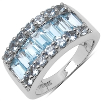 BELINDA  Srebrny pierścionek  obrączka blue topaz 3,5 ct