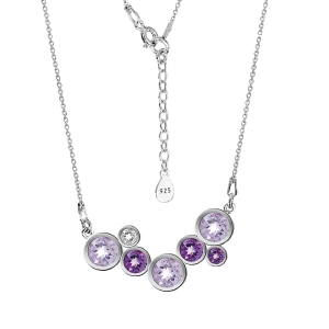 AMELIA  Srebrny naszyjnik choker wisiorek ametyst topaz celebrytka regulowany