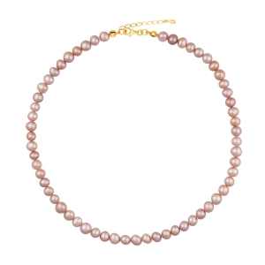ZELDA GOLD Naszyjnik różowe naturalne perły 3w1 obroża choker kolia regulowany