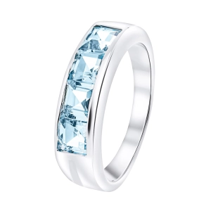 BONNIE Srebrny pierścionek   obrączka blue topaz