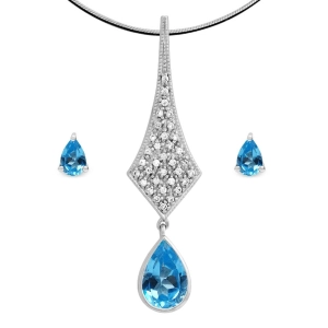 ORIENT Komplet biżuterii  srebro naszyjnik kolczyki blue topaz 4,6 ct.