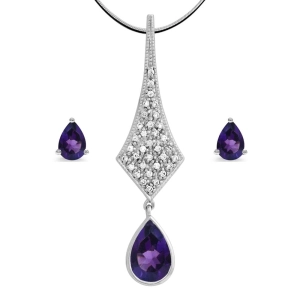 ORIENT Komplet biżuterii  srebro naszyjnik kolczyki ametyst 4,6 ct
