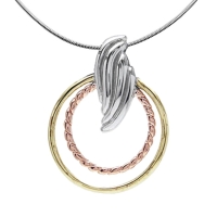 FIRE Srebrny naszyjnik, 3 kolory, pozłacany, okrągły