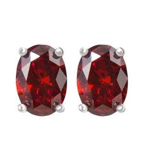 GRAPA 6  Srebrne kolczyki granat owal ca. 1 ct.