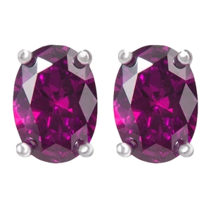 RONDA  Srebrne kolczyki z rodolitami owal sztyft ca. 1 ct. 