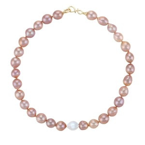 NELLIE ROSE DOT Naszyjnik duże perły barokowe różowe 12 mm owalne srebrne zapięcie 01 