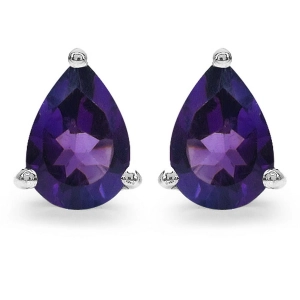 MIA 7 Srebrne kolczyki z ametystami małe łezka sztyft 1,3 ct.
