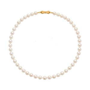 LAMAR GOLD Naszyjnik z białych naturalnych pereł kolia chocker 