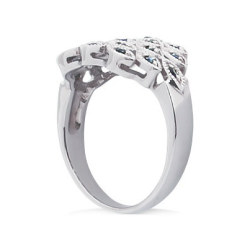 srebrny pierścionek z naturalnymi szafirami profil