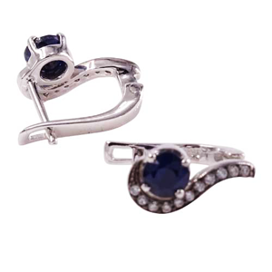kolczyki z szafirami angielskie zapięcie