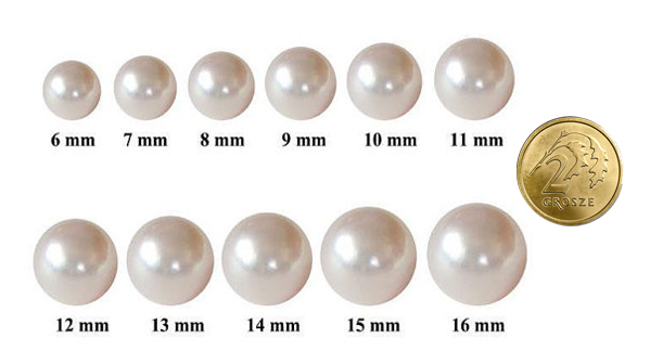 rozmiary pereł naturalnych