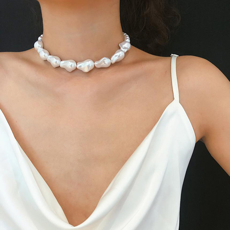 naszyjnik chocker biała perła barokowa